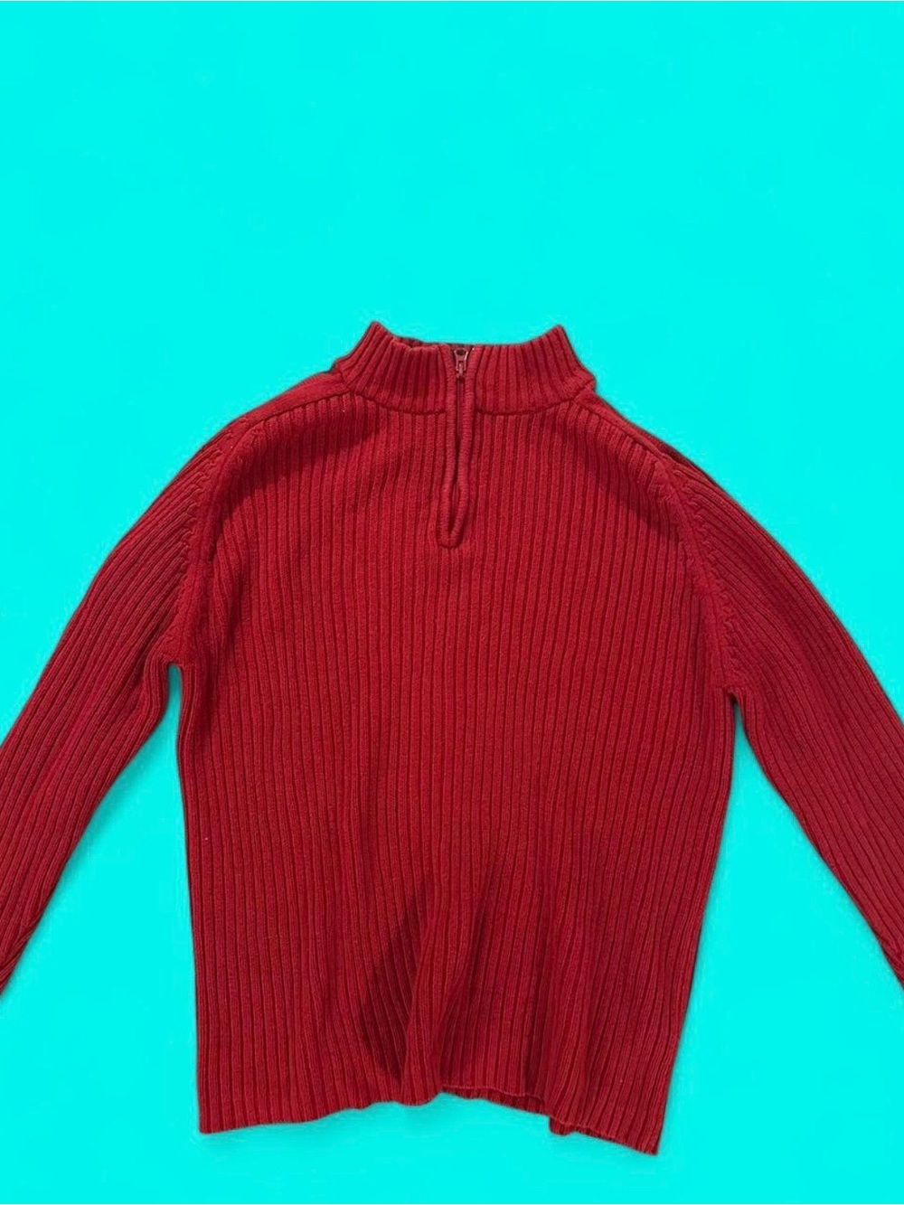 Men's Ribbed Half-Zip Sweater - Red